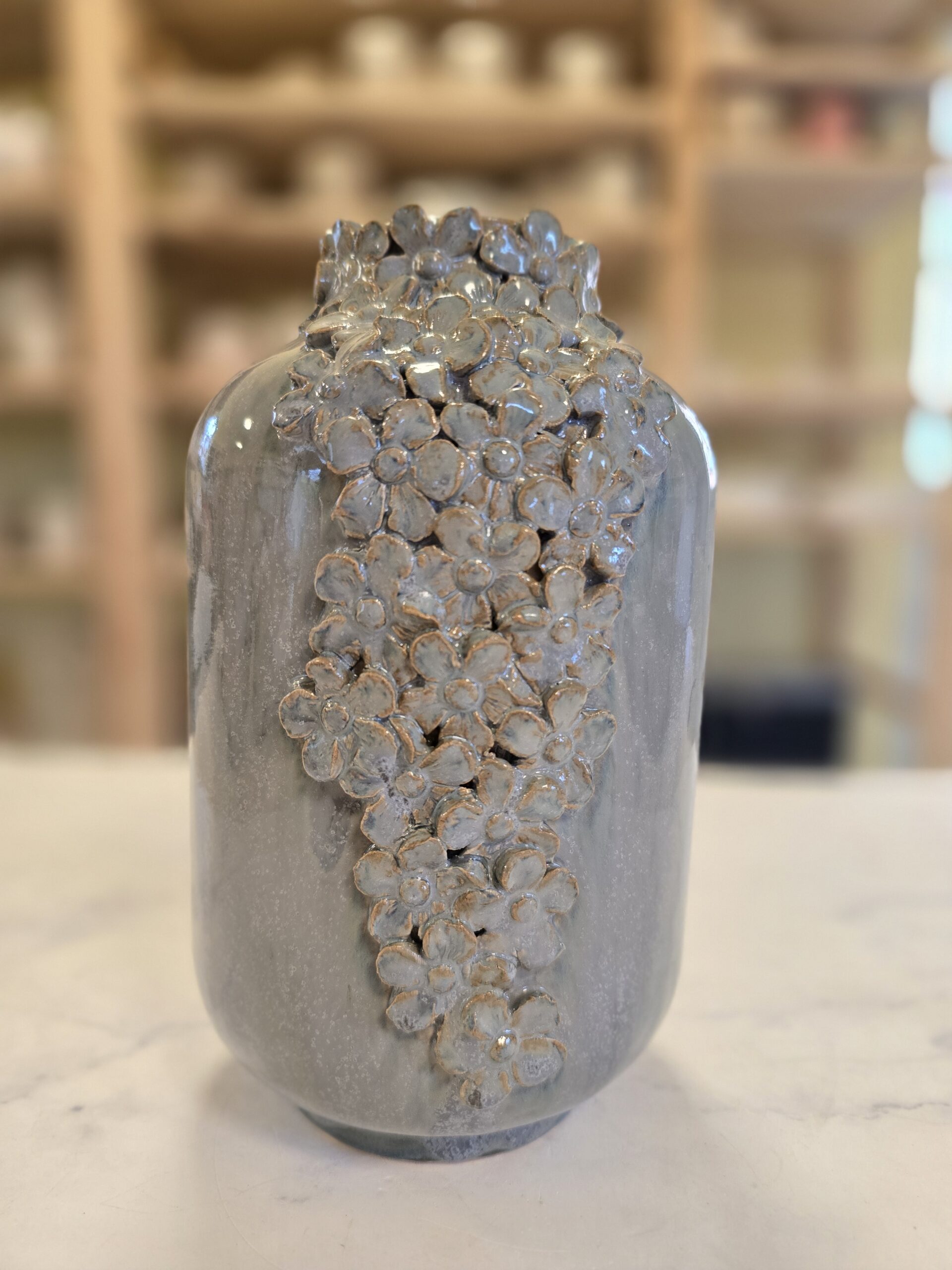 Blomsterkrans vase blå/grå