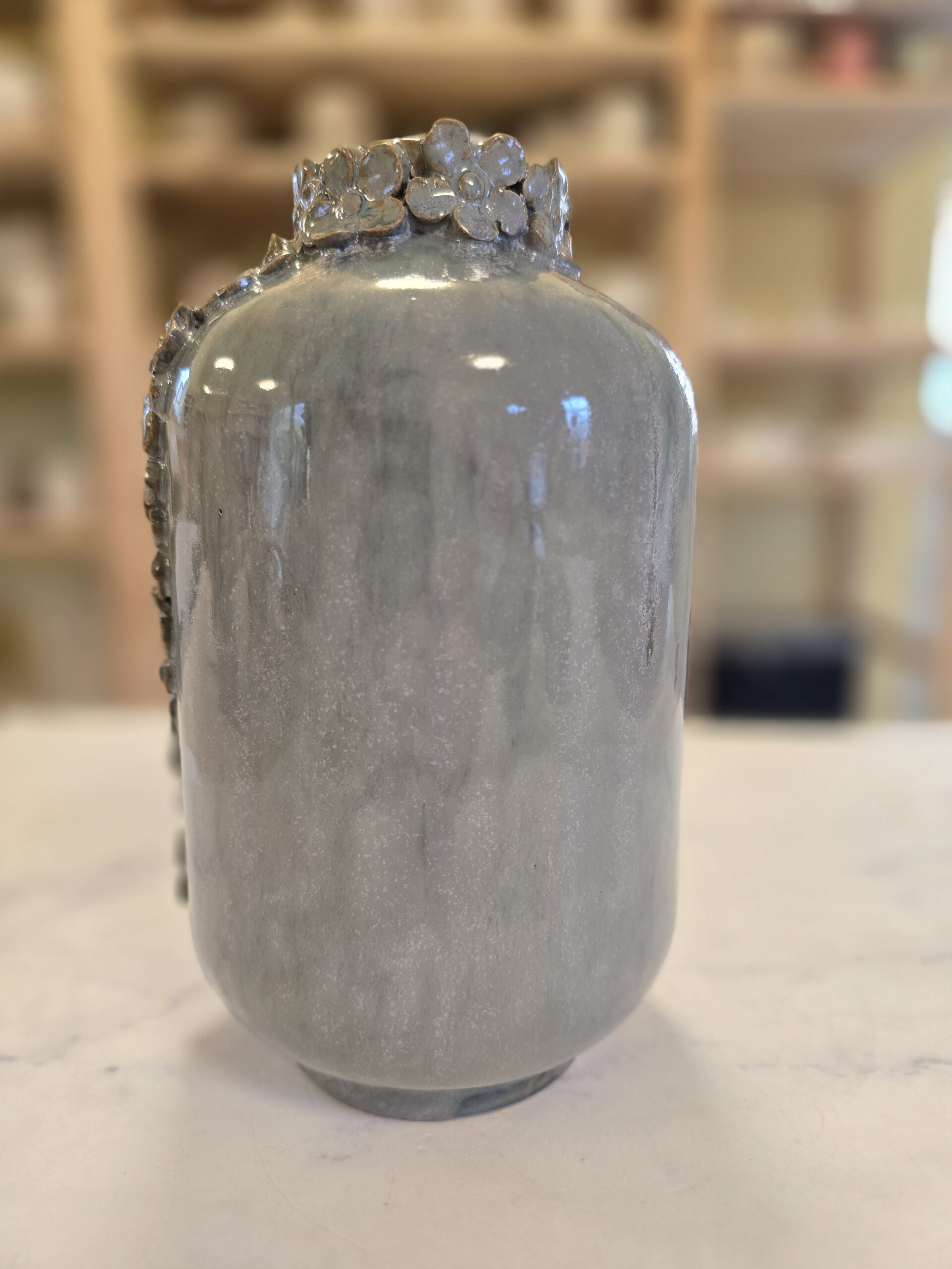 Blomsterkrans vase blå/grå - Billede 3